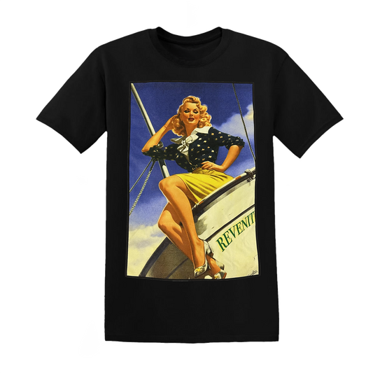 "Nautical Nymph" - Boat Cotton Black T-shirt