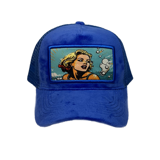 Sapphire Serenity Velvet Trucker Cap Blå