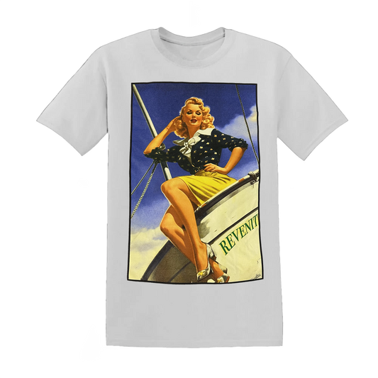 "Nautical Nymph" - Boat Cotton Gray T-shirt